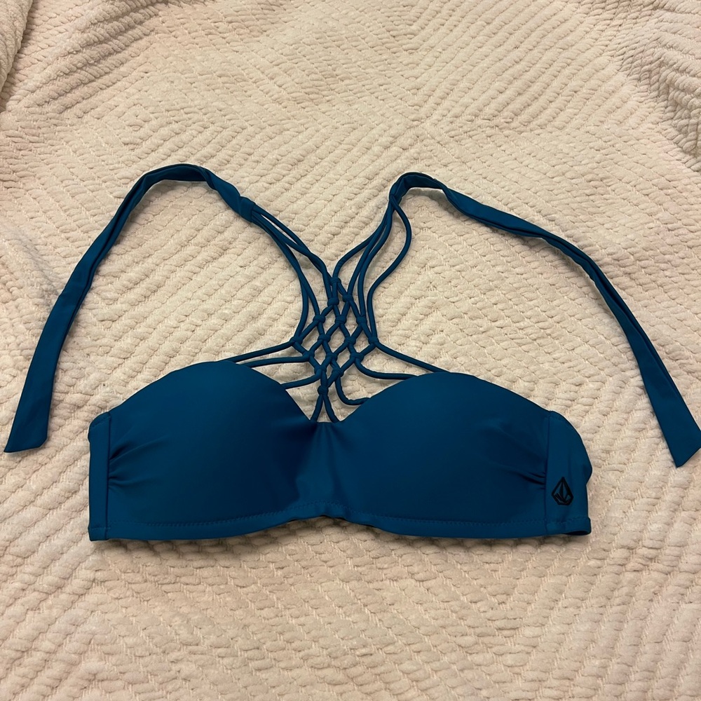 Volcom Blue Bikini Top Size Small